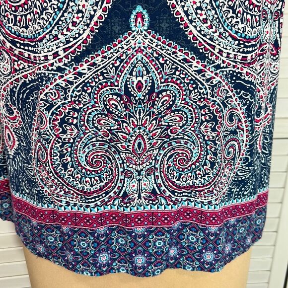 Daniel Rainn Top Small Blue Sleeveless Boho Paisley NWOT - Picture 13 of 16